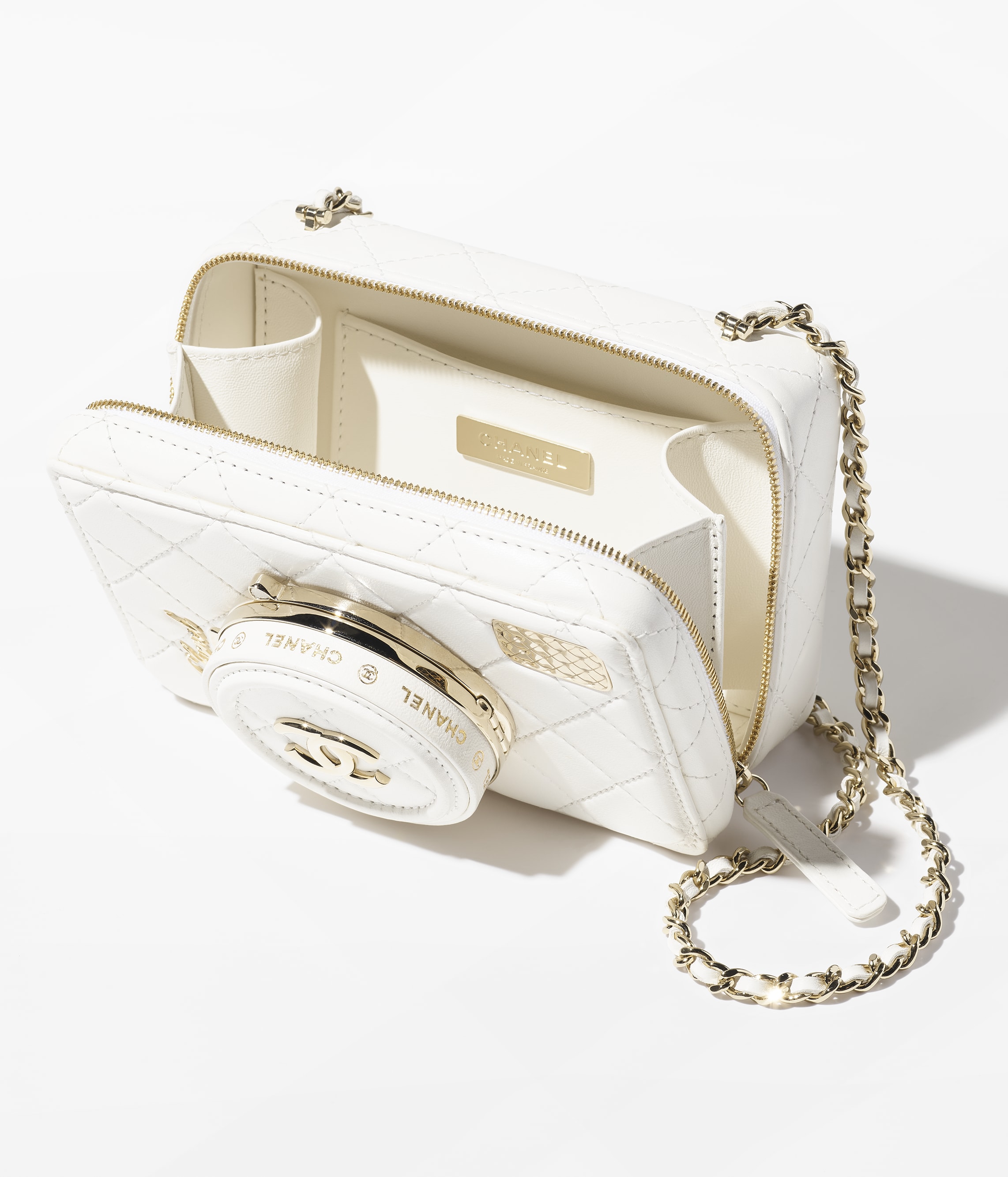 CHANEL CAMERA BAG Lambskin White